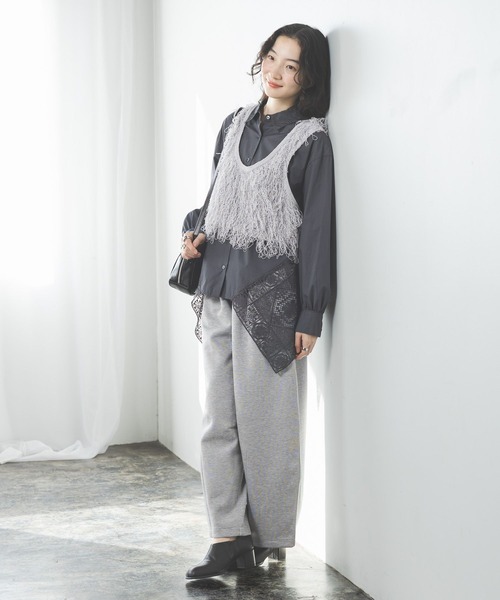 niko and...（ニコアンド）の「ハンカチレースシャツ（シャツ/ブラウス・レディース・オフホワイト/チャコール・FREE）」の7枚目の写真