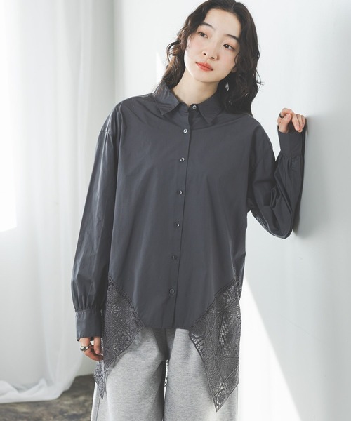 niko and...（ニコアンド）の「ハンカチレースシャツ（シャツ/ブラウス・レディース・オフホワイト/チャコール・FREE）」の9枚目の写真