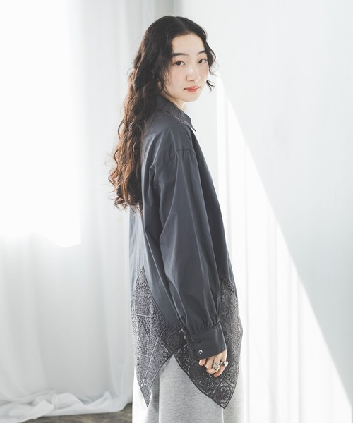 niko and...（ニコアンド）の「ハンカチレースシャツ（シャツ/ブラウス・レディース・オフホワイト/チャコール・FREE）」の10枚目の写真