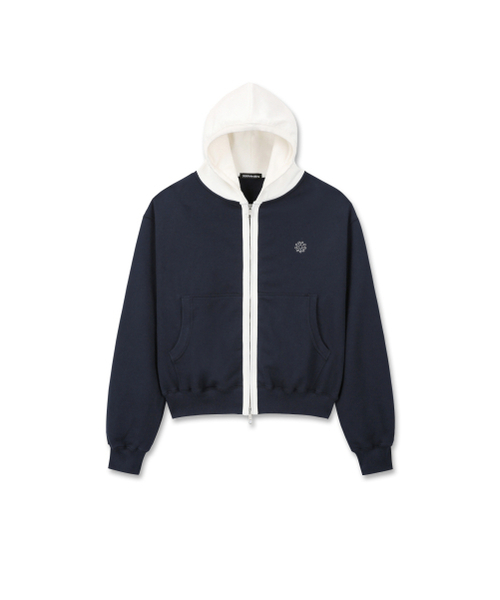9999ARCHIVE(9999アーカイブ)の「Binding Panel Hoodie Zip-Up(パーカー・レディース・ネイビー・2/3)」の2枚目の写真
