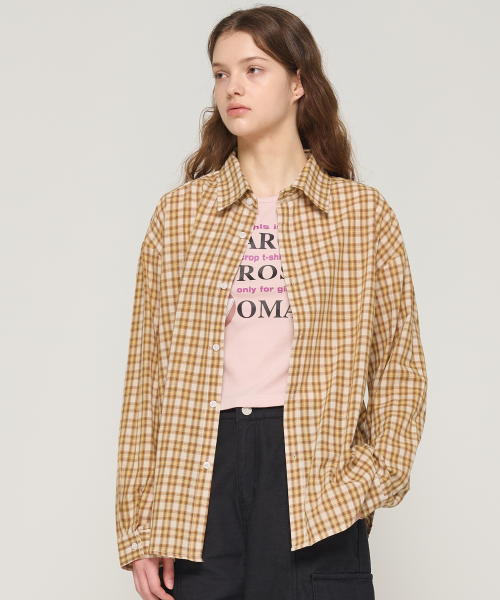 CARGOBROS FOR WOMAN（カーゴブロスフォーウィメン）の「ソフトチェックオーバーシャツ（ベージュ）（シャツ/ブラウス・レディース・その他・FREE）」の4枚目の写真