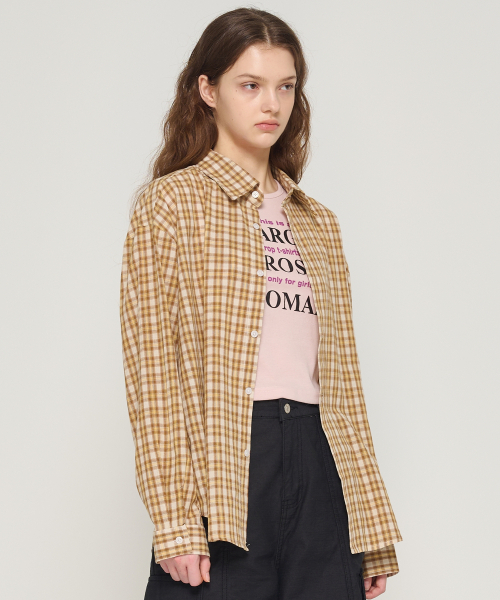 CARGOBROS FOR WOMAN（カーゴブロスフォーウィメン）の「ソフトチェックオーバーシャツ（ベージュ）（シャツ/ブラウス・レディース・その他・FREE）」の5枚目の写真