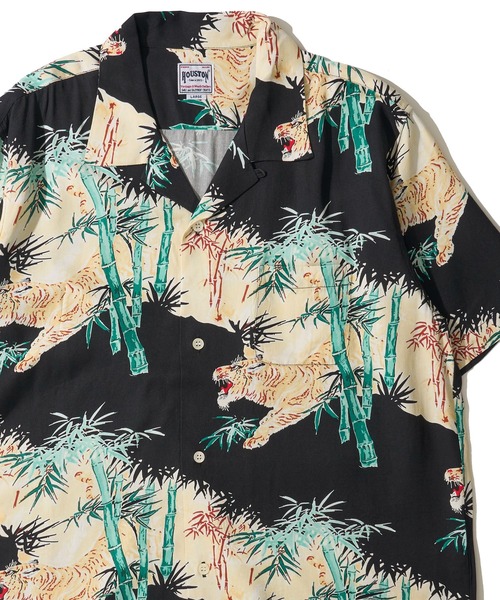 HOUSTON(ヒューストン)の「【HOUSTON / ヒューストン】ALOHA SHIRT / アロハシャツ(シャツ/ブラウス・メンズ・マスタード/ブラック/ネイビー・MEDIUM/X-LARGE/LARGE)」の1枚目の写真