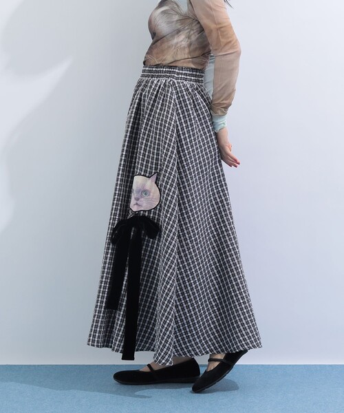 mmts（マミタス）の「“ルビー” ギンガムチェック ギャザー フレアスカート（スカート・レディース・ブラック/ラベンダー・MEDIUM/SMALL）」の12枚目の写真