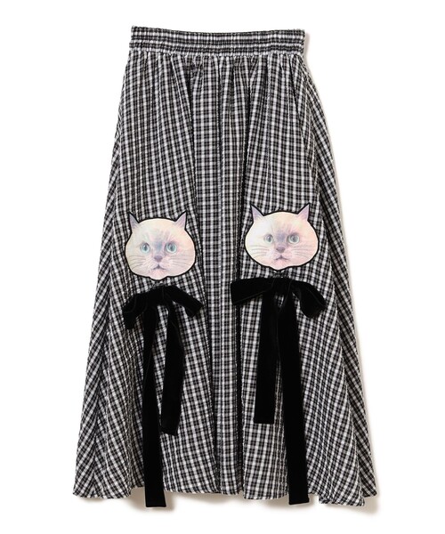 mmts（マミタス）の「“ルビー” ギンガムチェック ギャザー フレアスカート（スカート・レディース・ブラック/ラベンダー・MEDIUM/SMALL）」の17枚目の写真