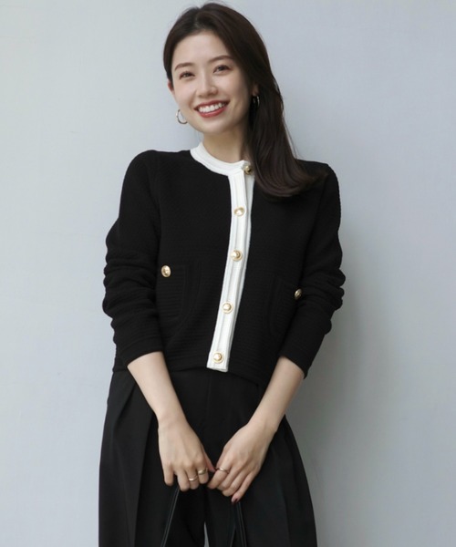 ZOZO限定カラー】ノーカラーラーベンニットジャケット（ノーカラー