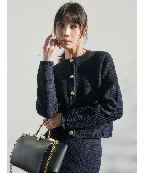 anuans(アニュアンス)の「【ZOZO限定カラー】ノーカラーラーベンニットジャケット(ノーカラージャケット・レディース・その他8/ブラック×ホワイト/ミント/アイボリー/ターコイズブルー/ブラック/ネイビー・S/M)」の5枚目の写真