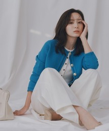 anuans（アニュアンス）の「【ZOZO限定カラー】ノーカラーラーベンニットジャケット（ノーカラージャケット）」