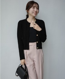 anuans（アニュアンス）の「【ZOZO限定カラー】ノーカラーラーベンニットジャケット（ノーカラージャケット）」