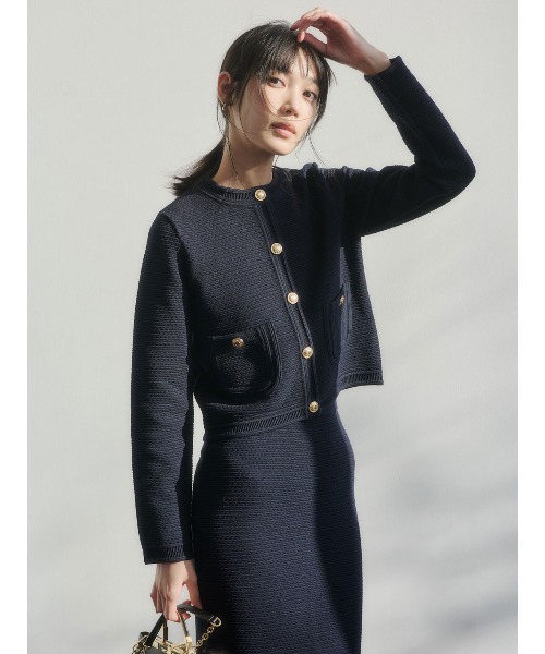 anuans(アニュアンス)の「【ZOZO限定カラー】ノーカラーラーベンニットジャケット(ノーカラージャケット・レディース・その他8/ブラック×ホワイト/ミント/アイボリー/ターコイズブルー/ブラック/ネイビー・S/M)」の10枚目の写真