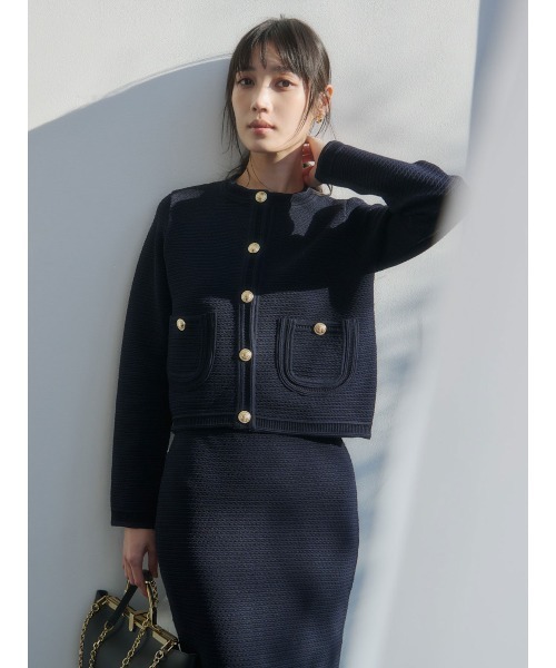 anuans(アニュアンス)の「【ZOZO限定カラー】ノーカラーラーベンニットジャケット(ノーカラージャケット・レディース・その他8/ブラック×ホワイト/ミント/アイボリー/ターコイズブルー/ブラック/ネイビー・S/M)」の11枚目の写真