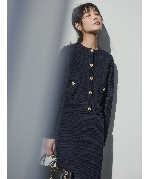 anuans(アニュアンス)の「【ZOZO限定カラー】ノーカラーラーベンニットジャケット(ノーカラージャケット・レディース・その他8/ブラック×ホワイト/ミント/アイボリー/ターコイズブルー/ブラック/ネイビー・S/M)」の12枚目の写真