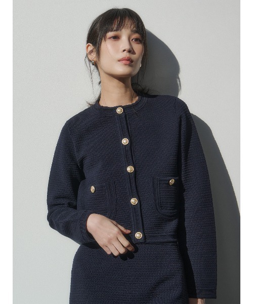 anuans(アニュアンス)の「【ZOZO限定カラー】ノーカラーラーベンニットジャケット(ノーカラージャケット・レディース・その他8/ブラック×ホワイト/ミント/アイボリー/ターコイズブルー/ブラック/ネイビー・S/M)」の14枚目の写真