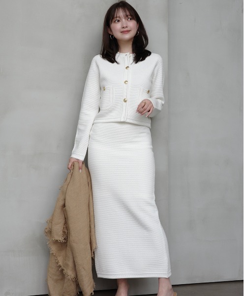 ZOZO限定カラー】ノーカラーラーベンニットジャケット（ノーカラー