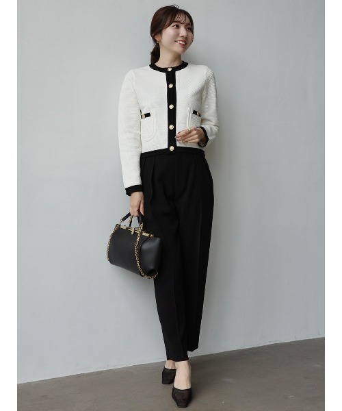 ZOZO限定カラー】ノーカラーラーベンニットジャケット（ノーカラー