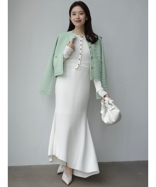 ZOZO限定カラー】ノーカラーラーベンニットジャケット（ノーカラー