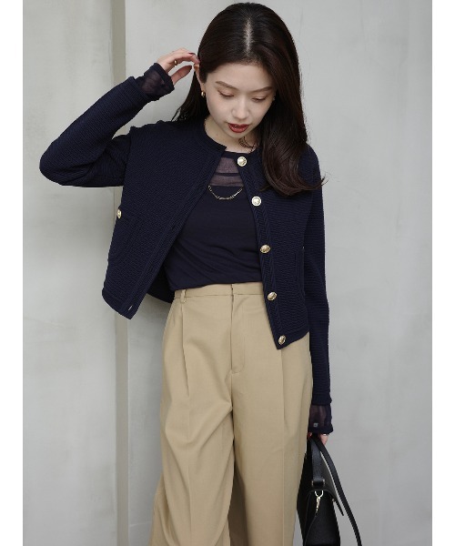 anuans(アニュアンス)の「【ZOZO限定カラー】ノーカラーラーベンニットジャケット(ノーカラージャケット・レディース・その他8/ブラック×ホワイト/ミント/アイボリー/ターコイズブルー/ブラック/ネイビー・S/M)」の18枚目の写真