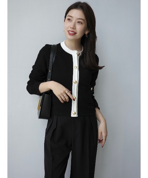 ZOZO限定カラー】ノーカラーラーベンニットジャケット（ノーカラー