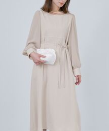 COHINA | トリアセジョーゼットシームデザインワンピース-short & regular 【低身長・小柄女性】(ワンピース)