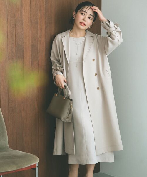 COHINA(コヒナ)の「トリアセジョーゼットシームデザインワンピース-short & regular 【低身長・小柄女性】(ワンピース・レディース・ネイビー/ベージュ/ブラック・REGULAR/SHORT)」の7枚目の写真