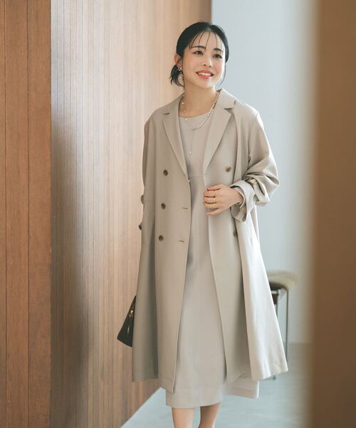 COHINA(コヒナ)の「トリアセジョーゼットシームデザインワンピース-short & regular 【低身長・小柄女性】(ワンピース・レディース・ネイビー/ベージュ/ブラック・REGULAR/SHORT)」の8枚目の写真