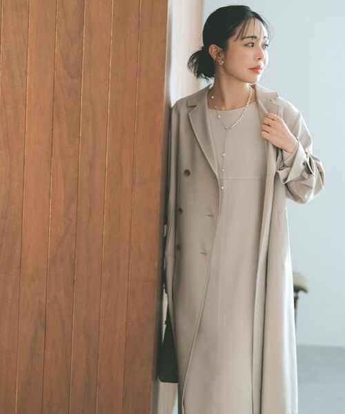 COHINA(コヒナ)の「トリアセジョーゼットシームデザインワンピース-short & regular 【低身長・小柄女性】(ワンピース・レディース・ネイビー/ベージュ/ブラック・REGULAR/SHORT)」の9枚目の写真