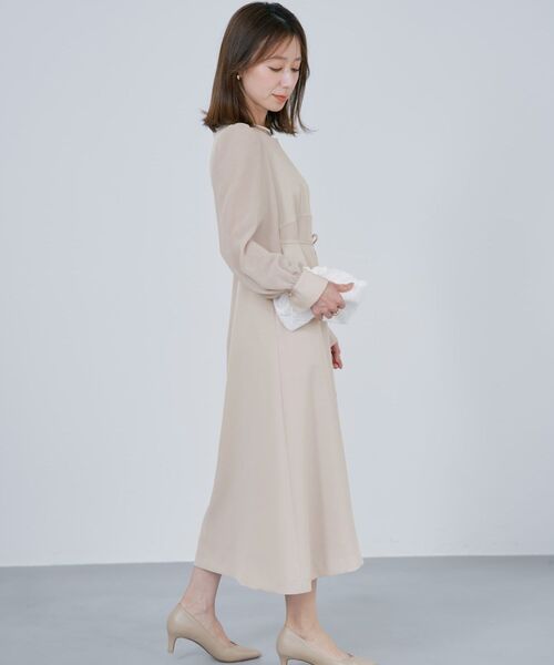 COHINA(コヒナ)の「トリアセジョーゼットシームデザインワンピース-short & regular 【低身長・小柄女性】(ワンピース・レディース・ネイビー/ベージュ/ブラック・REGULAR/SHORT)」の10枚目の写真