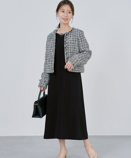 COHINA(コヒナ)の「トリアセジョーゼットシームデザインワンピース-short & regular 【低身長・小柄女性】(ワンピース・レディース・ネイビー/ベージュ/ブラック・REGULAR/SHORT)」の19枚目の写真