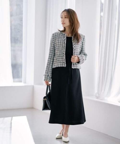 COHINA(コヒナ)の「トリアセジョーゼットシームデザインワンピース-short & regular 【低身長・小柄女性】(ワンピース・レディース・ネイビー/ベージュ/ブラック・REGULAR/SHORT)」の20枚目の写真