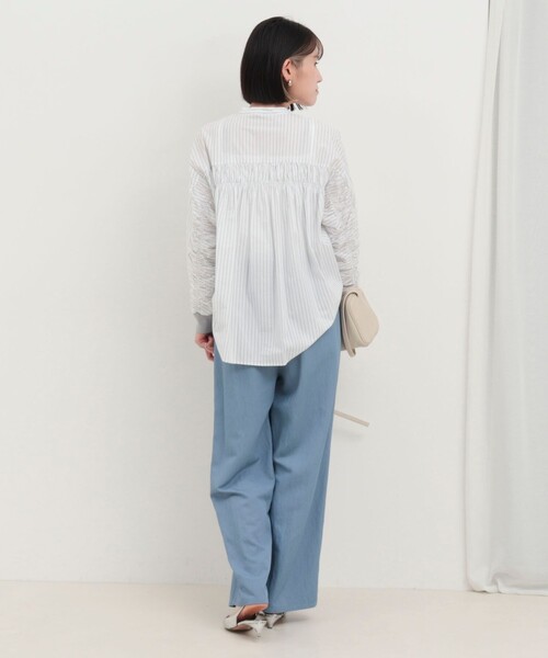 MICO COULIER（ミコクリエ）の「サイドラインデニムワイドパンツ（デニムパンツ・レディース・サックスブルー/インディゴブルー・36/38）」の7枚目の写真