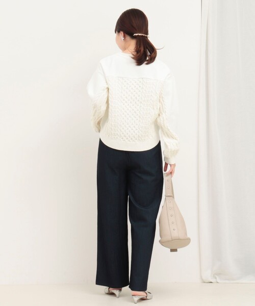 MICO COULIER（ミコクリエ）の「サイドラインデニムワイドパンツ（デニムパンツ・レディース・サックスブルー/インディゴブルー・36/38）」の13枚目の写真