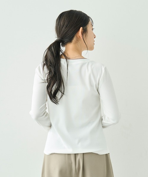 mil(ミル)の「配色カラー レイヤード風 ヘンリーネック ロンT【586127】(Tシャツ/カットソー・レディース・オフホワイト/グレー/ブラック・XS/S)」の15枚目の写真