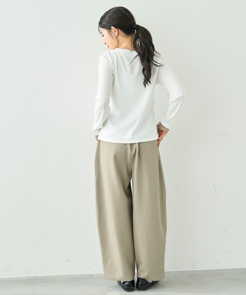 mil(ミル)の「配色カラー レイヤード風 ヘンリーネック ロンT【586127】(Tシャツ/カットソー・レディース・オフホワイト/グレー/ブラック・XS/S)」の17枚目の写真