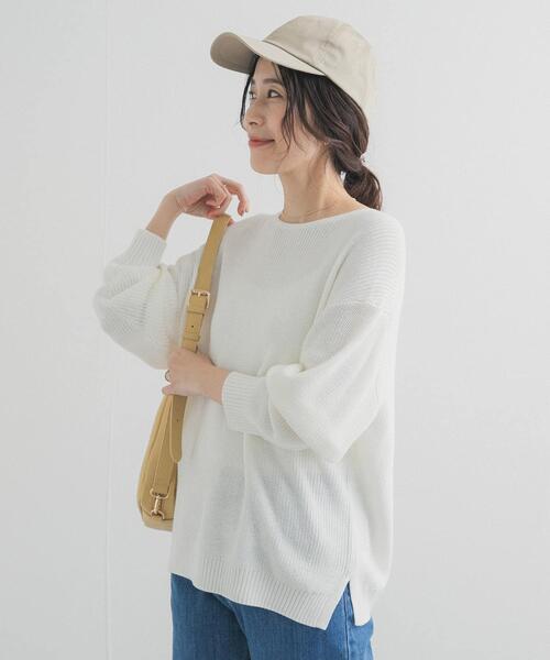 URBAN RESEARCH DOORS（アーバンリサーチドアーズ）の「畦ボートネックKNIT（ニット/セーター・レディース・ベージュ/ネイビー/オフホワイト・FREE）」の5枚目の写真