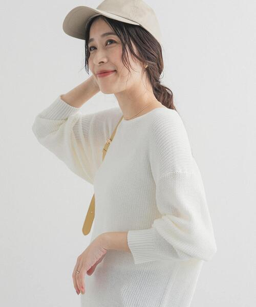 URBAN RESEARCH DOORS（アーバンリサーチドアーズ）の「畦ボートネックKNIT（ニット/セーター・レディース・ベージュ/ネイビー/オフホワイト・FREE）」の6枚目の写真