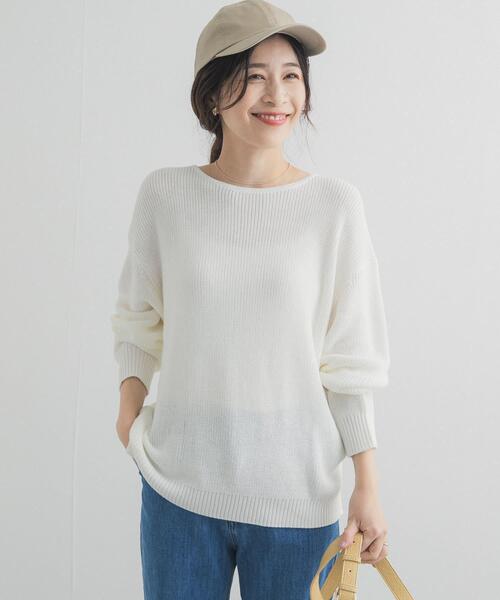 URBAN RESEARCH DOORS（アーバンリサーチドアーズ）の「畦ボートネックKNIT（ニット/セーター・レディース・ベージュ/ネイビー/オフホワイト・FREE）」の9枚目の写真