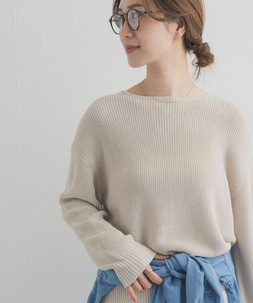 URBAN RESEARCH DOORS（アーバンリサーチドアーズ）の「畦ボートネックKNIT（ニット/セーター・レディース・ベージュ/ネイビー/オフホワイト・FREE）」の13枚目の写真