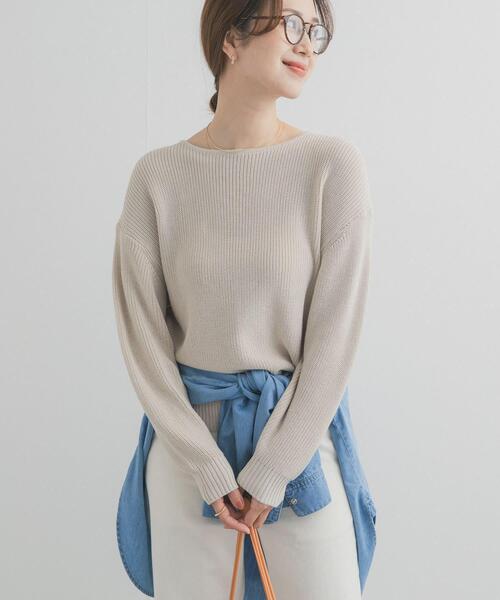 URBAN RESEARCH DOORS（アーバンリサーチドアーズ）の「畦ボートネックKNIT（ニット/セーター・レディース・ベージュ/ネイビー/オフホワイト・FREE）」の15枚目の写真