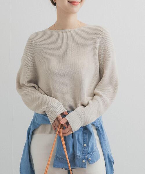 URBAN RESEARCH DOORS（アーバンリサーチドアーズ）の「畦ボートネックKNIT（ニット/セーター・レディース・ベージュ/ネイビー/オフホワイト・FREE）」の17枚目の写真