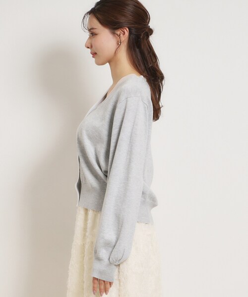 couture brooch（クチュールブローチ）の「シアードッキングカーディガン（カーディガン/ボレロ・レディース・ダークグレー/オフホワイト/ライトグレー・38）」の9枚目の写真