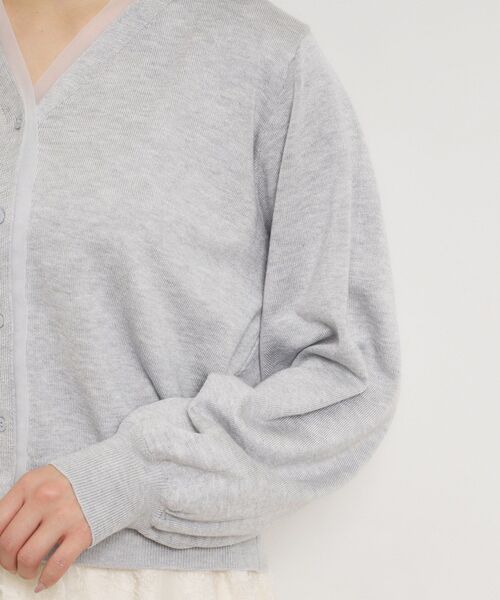 couture brooch（クチュールブローチ）の「シアードッキングカーディガン（カーディガン/ボレロ・レディース・ダークグレー/オフホワイト/ライトグレー・38）」の12枚目の写真