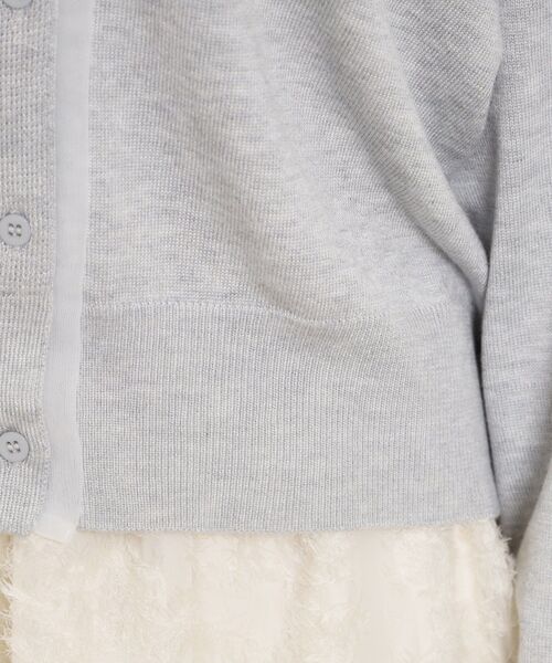 couture brooch（クチュールブローチ）の「シアードッキングカーディガン（カーディガン/ボレロ・レディース・ダークグレー/オフホワイト/ライトグレー・38）」の13枚目の写真