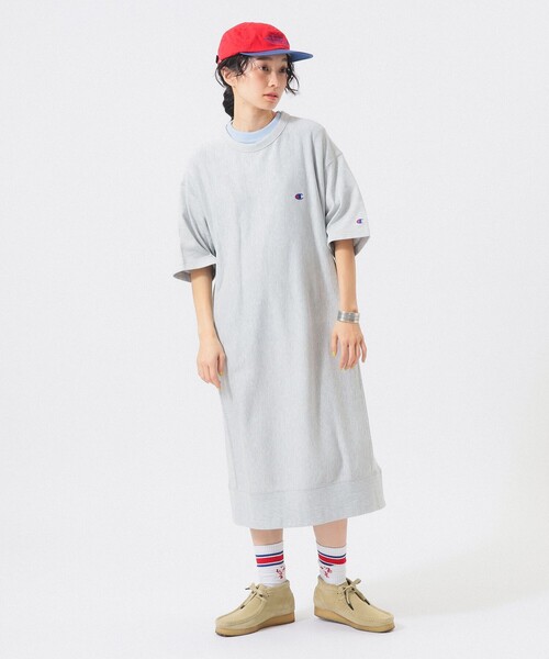 Champion（チャンピオン）の「【別注】Champion / リバースウィーブ(R) ショートスリーブ ワンピース（ワンピース・レディース・ネイビー/ブラック/グレー・SMALL）」の5枚目の写真