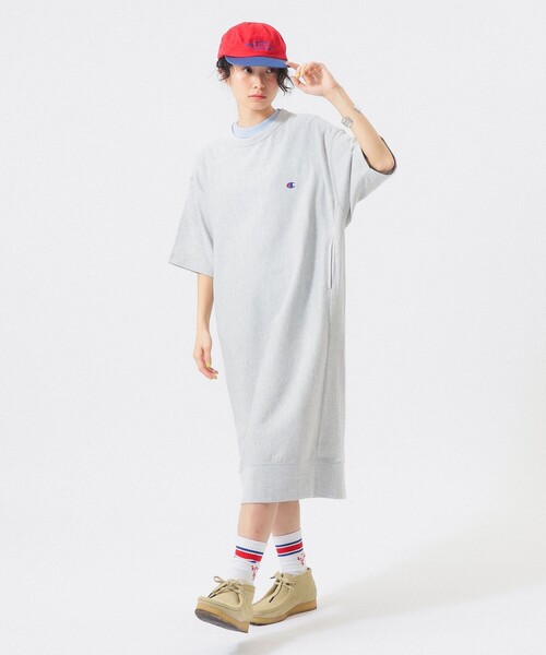 Champion（チャンピオン）の「【別注】Champion / リバースウィーブ(R) ショートスリーブ ワンピース（ワンピース・レディース・ネイビー/ブラック/グレー・SMALL）」の6枚目の写真