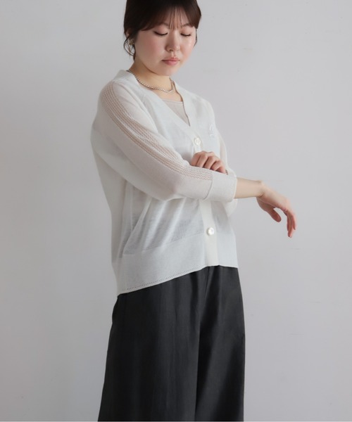 NOMBRE IMPAIR(ノンブルアンペール)の「クールファイバーニット シアーVカーデ(カーディガン/ボレロ・レディース・グリーン/ホワイト/ブラック・FREE)」の7枚目の写真