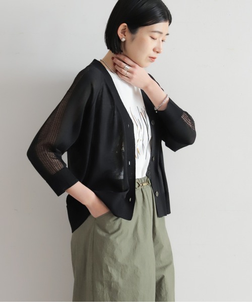 NOMBRE IMPAIR(ノンブルアンペール)の「クールファイバーニット シアーVカーデ(カーディガン/ボレロ・レディース・グリーン/ホワイト/ブラック・FREE)」の17枚目の写真