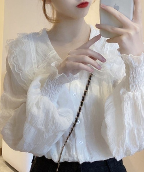Flugge(フラッジー)の「フリルシフォンブラウス(シャツ/ブラウス・レディース・ホワイト/アイボリー・LARGE/MEDIUM)」の2枚目の写真
