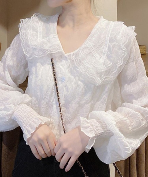 Flugge(フラッジー)の「フリルシフォンブラウス(シャツ/ブラウス・レディース・ホワイト/アイボリー・LARGE/MEDIUM)」の6枚目の写真