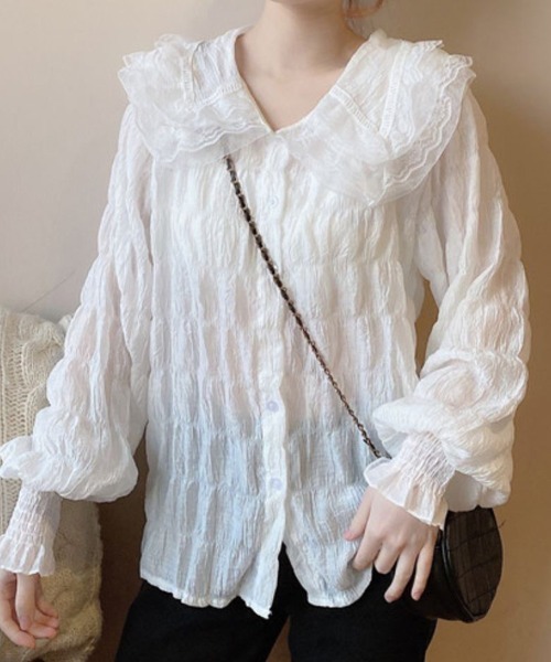 Flugge(フラッジー)の「フリルシフォンブラウス(シャツ/ブラウス・レディース・ホワイト/アイボリー・LARGE/MEDIUM)」の8枚目の写真