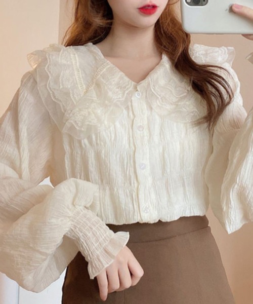 Flugge(フラッジー)の「フリルシフォンブラウス(シャツ/ブラウス・レディース・ホワイト/アイボリー・LARGE/MEDIUM)」の10枚目の写真